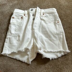 White Levi Jean shorts